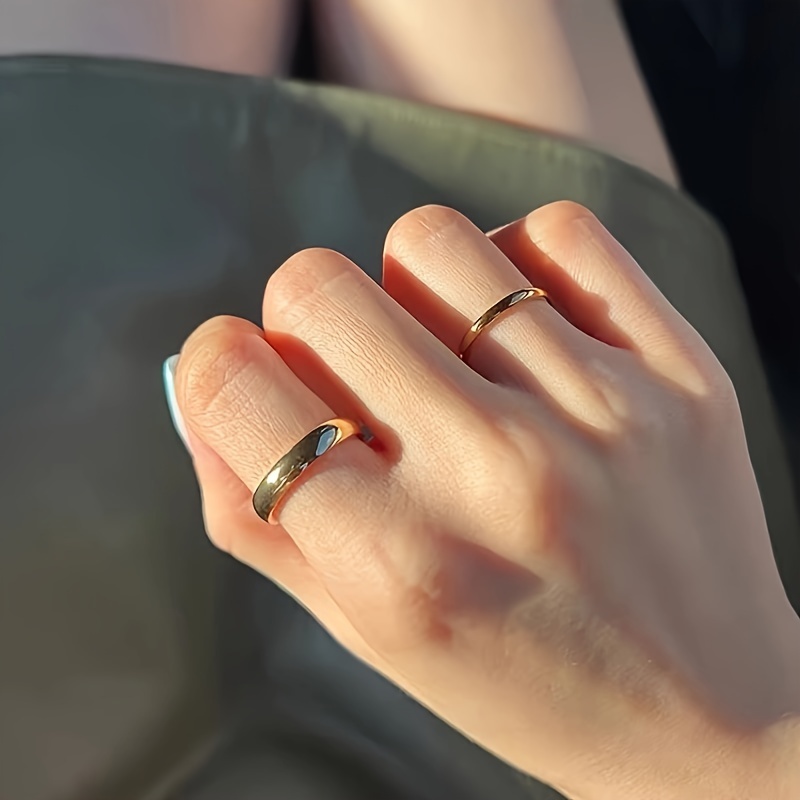 Titanium Steel Stacking Ring Golden Stainless Steel Jewelry